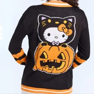 Hello Kitty Halloween Cardigan Black & Orange Size Large New With Tags!